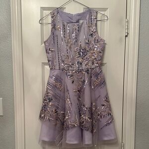 Rare Editions young Girls Purple Sequin Floral Dress size 12